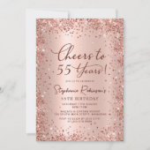 Proost op Vijfenvijftig Jaar Roze Goud 55e Verjaar Kaart (Voorkant)
