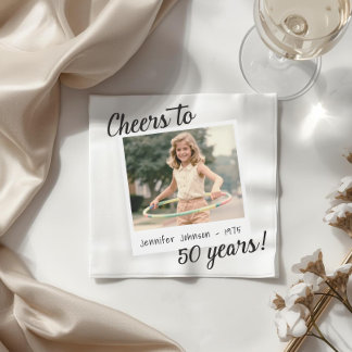 Proost op Vijftig Jaar 50 Retro Foto Verjaardag Servet