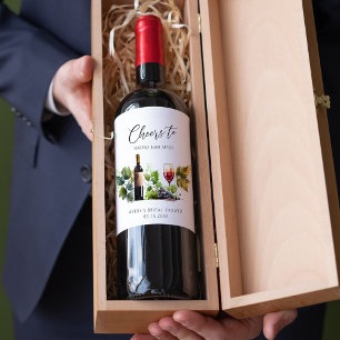 Proost op Winery Watercolor Bruidsdiner Wijn Etiket