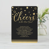 Proost oudejaarsfeest uitnodiging / zwart (Staand voorkant)