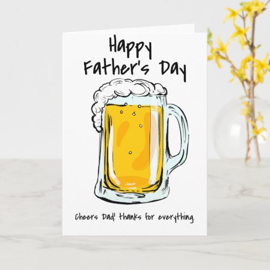 Proost papa! Bedankt voor alles Vaderdag kaart (Gele Bloem)