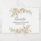 Proost Perzik Rozen Bruiloft Mousserende Wijnfles  Sparkling Wijnetiket (Enkel label)