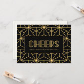 Proost Retro art deco Feestdagen Kaart (Voorkant / Achterkant in situ)