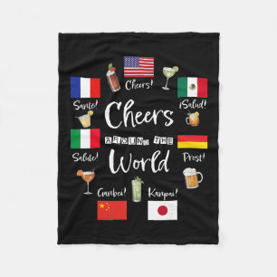 Proost Rond De Wereld Vakantie Drinken Grappig Dri Fleece Deken