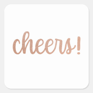 Proost! Rose Goud Glitter Script Sticker