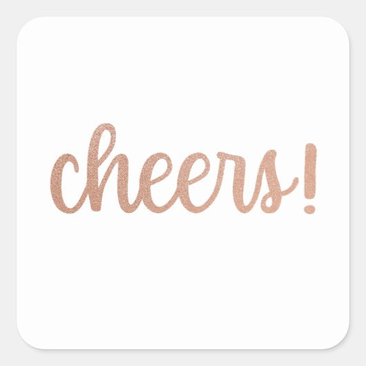 Proost! Rose Goud Glitter Script Sticker (Voorkant)