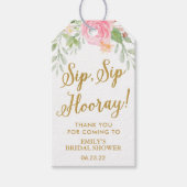 Proost Roze Bloemige Bruiloftswijn Cadeaulabel (Voorkant)