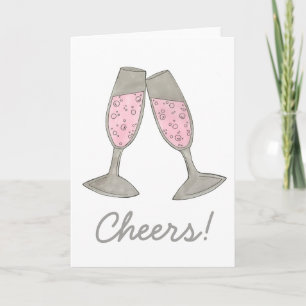 Proost! Roze Champagne Trouwkaart Congratulatiekaa Kaart
