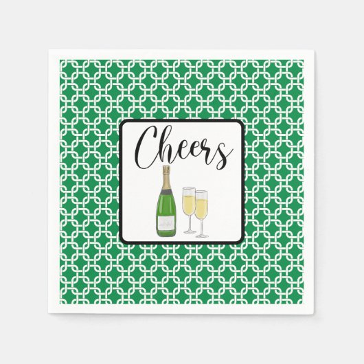 Proost Script Champagne Glazen Feestviering Servet (Voorkant)