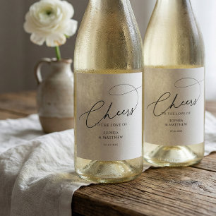 Proost Script Typografie Witte Bruiloft Wijn Etiket