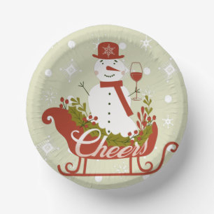 Proost Sneeuwman met Wijn en Slee Kerstfeest Papieren Kommen