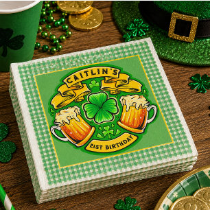 Proost St. Patrick's Day Klaver 21e Verjaardag Servet