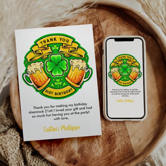 Proost St. Patrick's Day Shamrock 21e verjaardag Bedankkaart