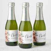 Proost Terracotta Botanische Bruiloft Mousserende  Sparkling Wijnetiket (Flessen)