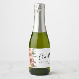 Proost Terracotta Botanische Bruiloft Mousserende  Sparkling Wijnetiket