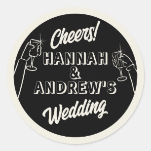 Proost toast aan het nieuwe stel ronde sticker