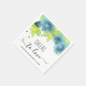 Proost tot liefde, blauwe bloemen, bloemperbruilof servet (Hoek)