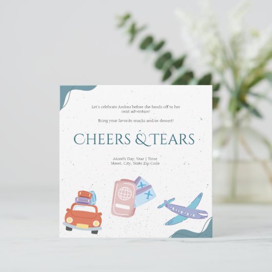 Proost & tranen Afscheidsfeestuitnodiging Kaart (Staand voorkant)