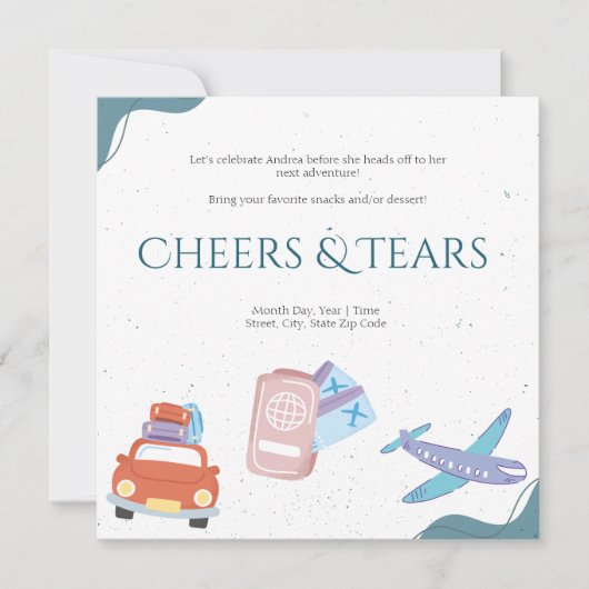 Proost & tranen Afscheidsfeestuitnodiging Kaart (Voorkant)