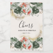 Proost Tropische Palm Wedding Mini Wijn Label Wijn Etiket (Enkel label)