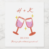 Proost verlovingsfeest bruiloft gunst wijn etiket (Enkel label)