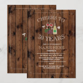 Proost wijn proeverij rustieke verjaardag uitnodig kaart (Voorkant / Achterkant)