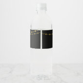 Proost Zwart en Gouden Folie String Lights Waterfles Etiket (Achterkant)