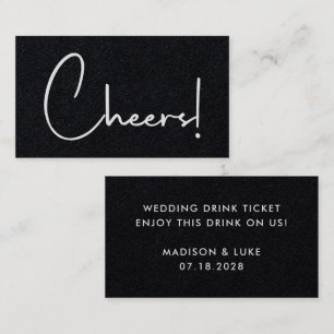 Proost Zwart Modern Wedding Drink Token Ticket