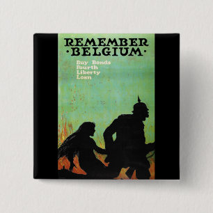 Propaganda Poster "Herinner België" WWWII Vierkante Button 5,1 Cm
