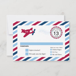 Propeller Plane Airmail Birthday RSVP Kaartje