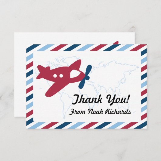 Propeller Vliegtuig Airmail Dank u Bedankkaart (Voorkant / Achterkant)