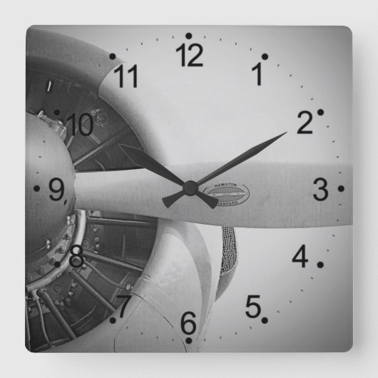 propellervliegtuig vierkante klok (Voorkant)