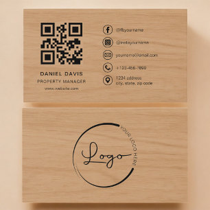 Property Manager Wood Professionele QR-code Visitekaartje
