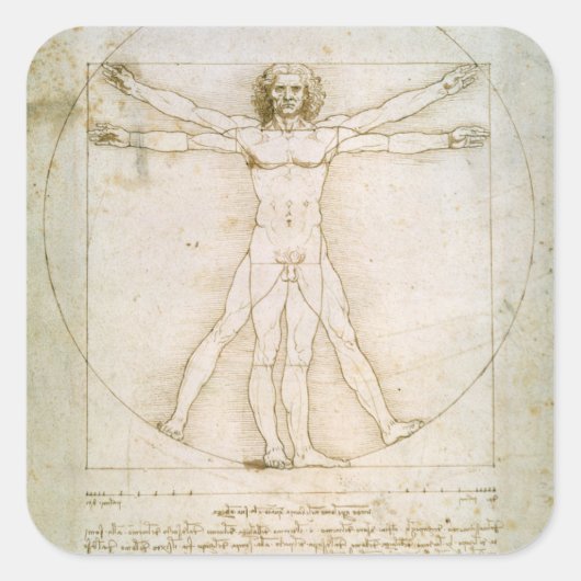 Proporties van de mens vierkante sticker (Voorkant)