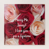 Proposition de mariage Marry Me Puzzle Rose romant (Vertical)