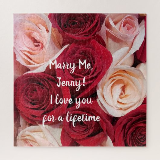 Proposition de mariage Marry Me Puzzle Rose romant (Vertical)