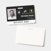 Propre Badge Employé de Bureau Noir Ajouter 3 Logo (Avant & arrière)