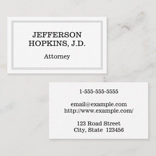 Propre et Carte de visite de procureur professionn (Devant / Derrière)