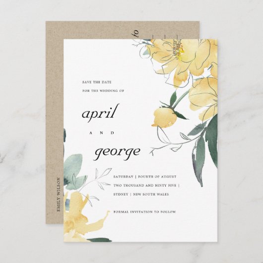 PROPRE JAUNE VERT FLORAL ENREGISTRER LA CARTE DE D (Devant / Derrière)