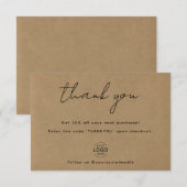 Propre Logo Kraft papier Carte de remerciements d' (Devant / Derrière)