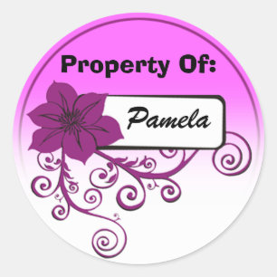 Propriété De Sticker (fleuri violet & arrière - pl