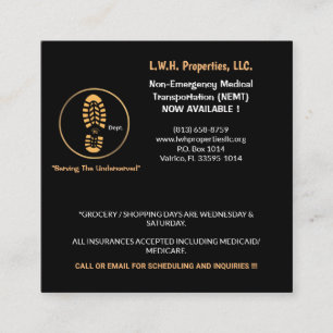 Propriétés de L.W.H., carte d'appel LLC