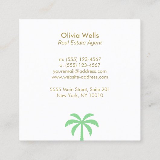 Propriétés tropicales Palm Tree Carré Carte d'appe (Dos)