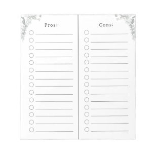 Pros And Cons Checklist List Notes Notitieblok