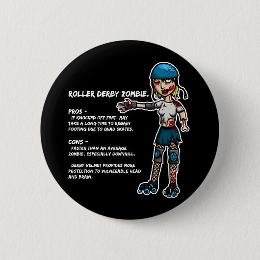 Pros en Cons Roller Derby Zombie Ronde Button 5,7 Cm (Voorkant)