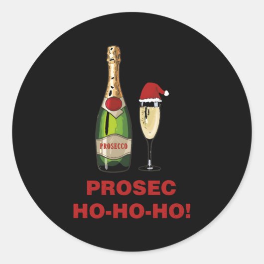 Prosec-ho ho ho Prosecco afdrukken Ronde Sticker (Voorkant)