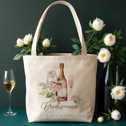Prosecco Bruisend Waterverf Bloemachtig Bruidsmeis Tote Bag