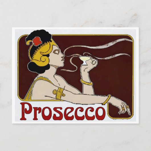 Prosecco, damesoverval briefkaart (Voorkant)