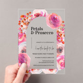 Prosecco en bloemen Vrijgezellenfeest Acryl Uitnodigingen (Insitu (Draagbaar))