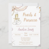 Prosecco en parels bruids douche uitnodiging (Voorkant)
